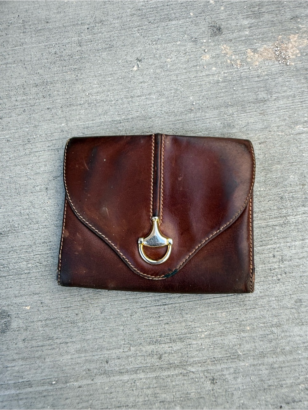 Gucci Brown Leather Men's Wallet with Gold-Tone Clasp